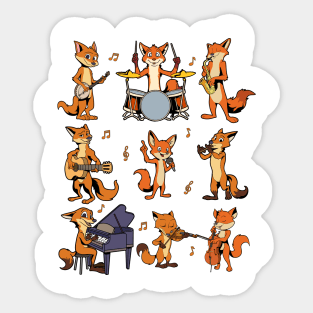 Cartoon Fox Big Band Sticker